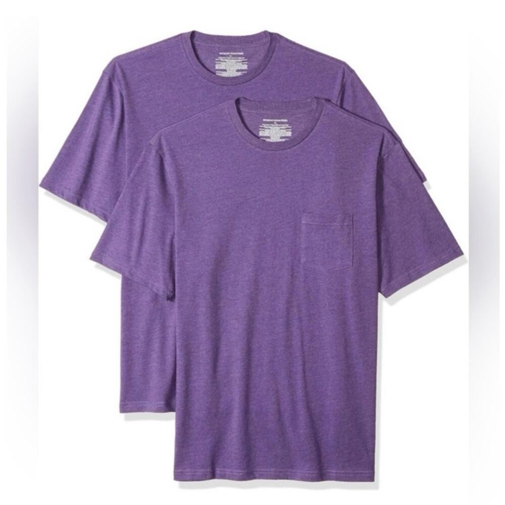 Amazon Essentials Mens XL Purple Pocket T-Shirt 2 Pack Crewneck Short Sleeve New